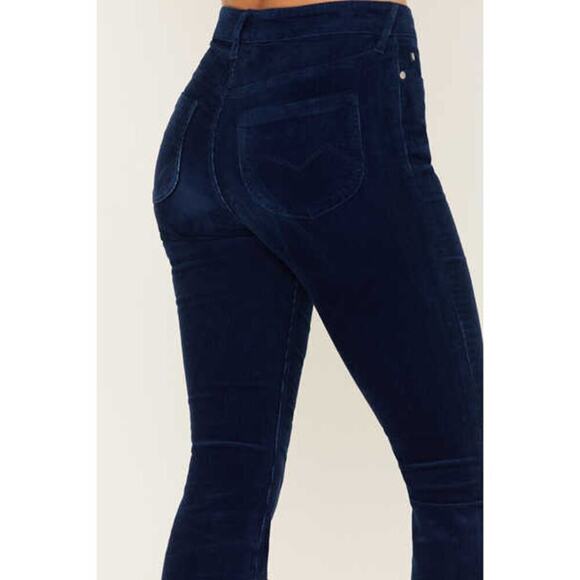 Cleo + Wolf Women's Corduroy Jeans Size 29 Navy Blue High Rise Bootcut‎ Flare - Picture 2 of 16